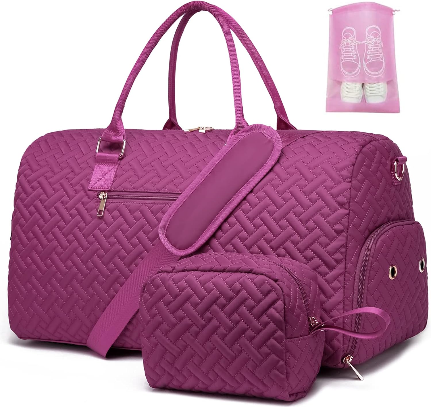 71-9MxorcNL._AC_SL1500_.jpg Duffle Bag for Travel, Weekender Bag with Shoe Compartment, Carry On Overnight Bag for Women with Toiletry Bag, 50L Gym Bag with Wet Pocket, Hospital Bags for Labor and Delivery - Image 1