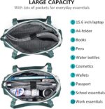 Women Tote Bag for School,Cute Bookbag Teacher Bag for College,Laptop Tote Bag Purse with Compartments Zipper for Work Travel Nurse Church,Canvas,Green - Image 2