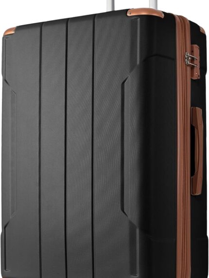 20 Inch Carry On Luggage with Wheels Aluminum Alloy Corner Hard Shell Suitcase  Luggage Suitcases for Travel Woman Men(Black brown)