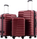 Expandable Suitcase PC ABS  Luggage Lock Spinner Carry on (wine red, 3 piece set)